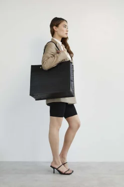 The Large Work Tote In Black Croc
