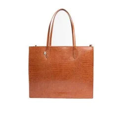 The Large Work Tote In Cognac Croc