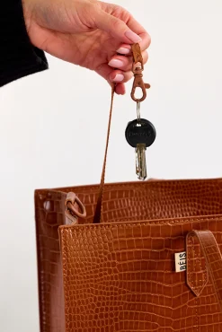 The Large Work Tote In Cognac Croc