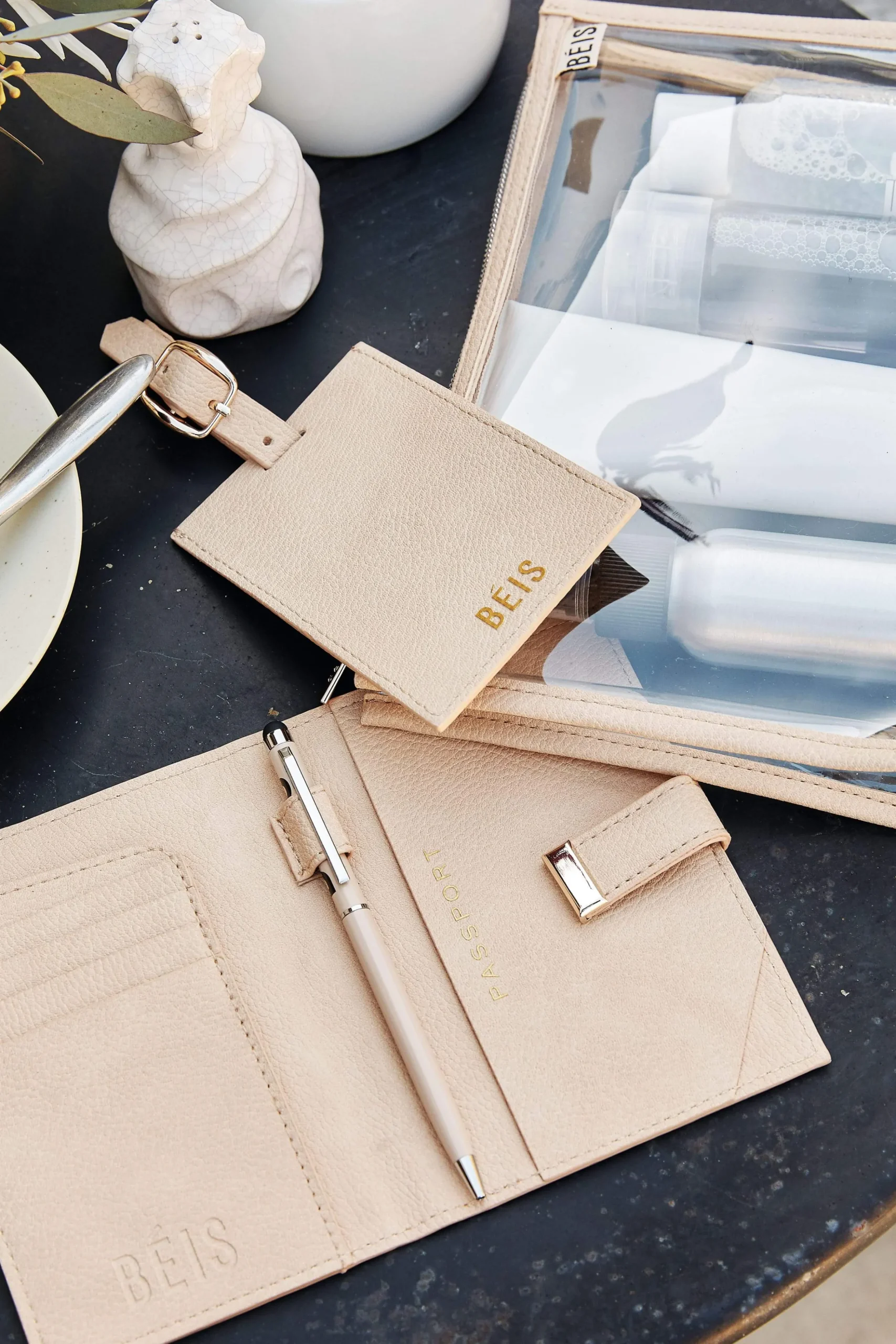 The Passport & Luggage Tag Set In Beige