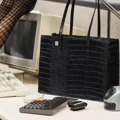 The Work Tote In Black Croc